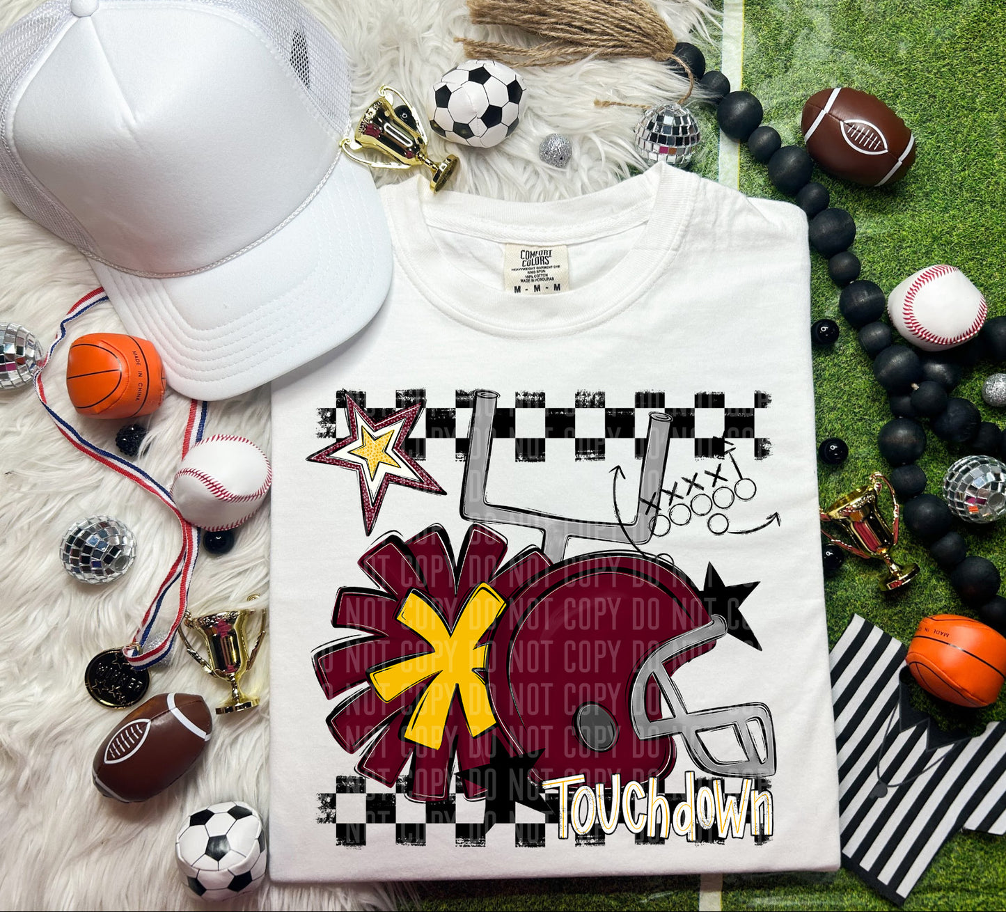 Custom Football Helmet + Pom Mascots - Digital Download 300DPI PNG FILE