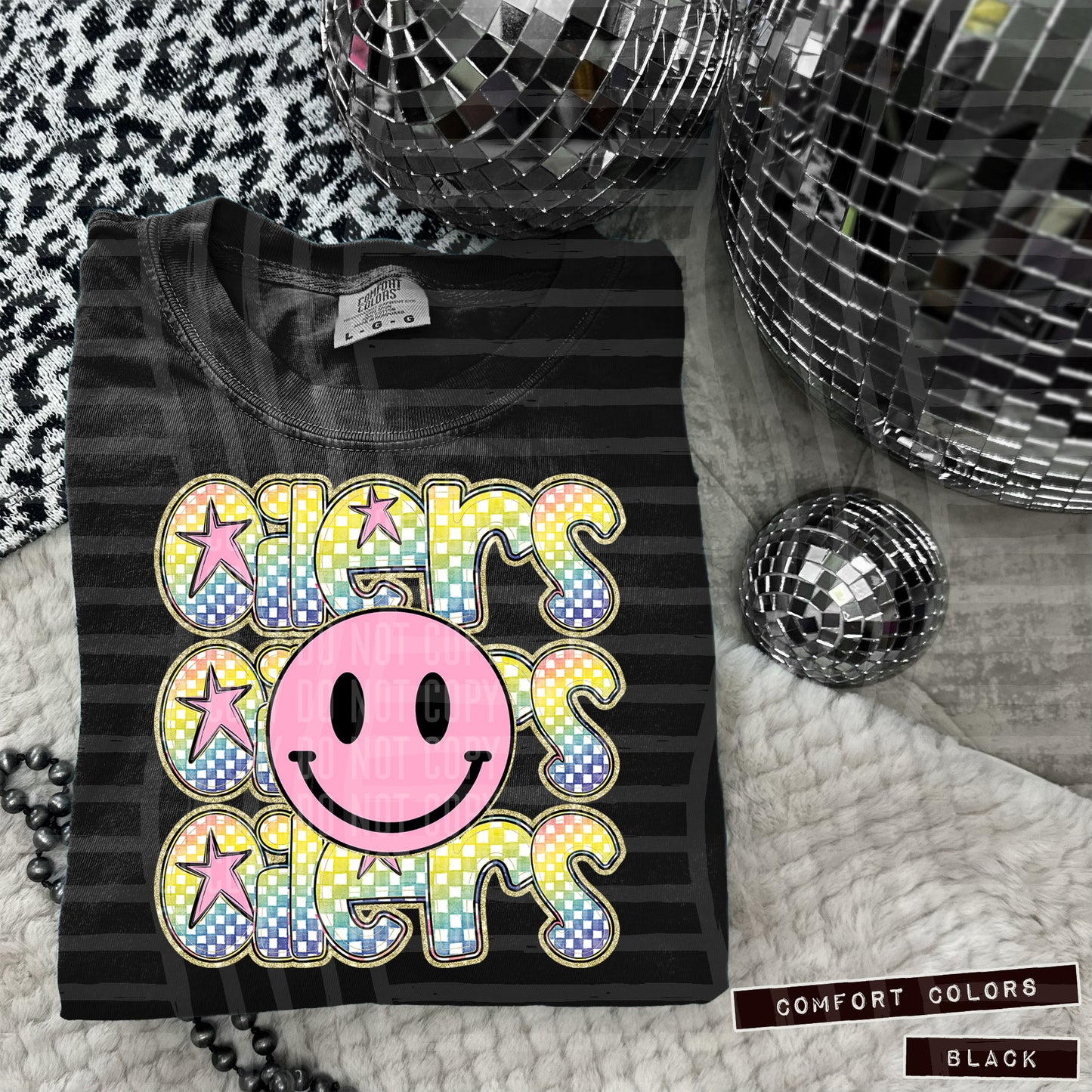 Rainbow Checker Pink Happy Triple Stacked - Digital Download 300DPI PNG FILE