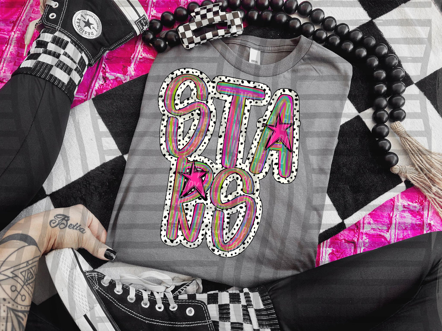 Pink Brushstrokes Dots - Dropdown + CUSTOM- Digital Download 300DPI PNG FILE