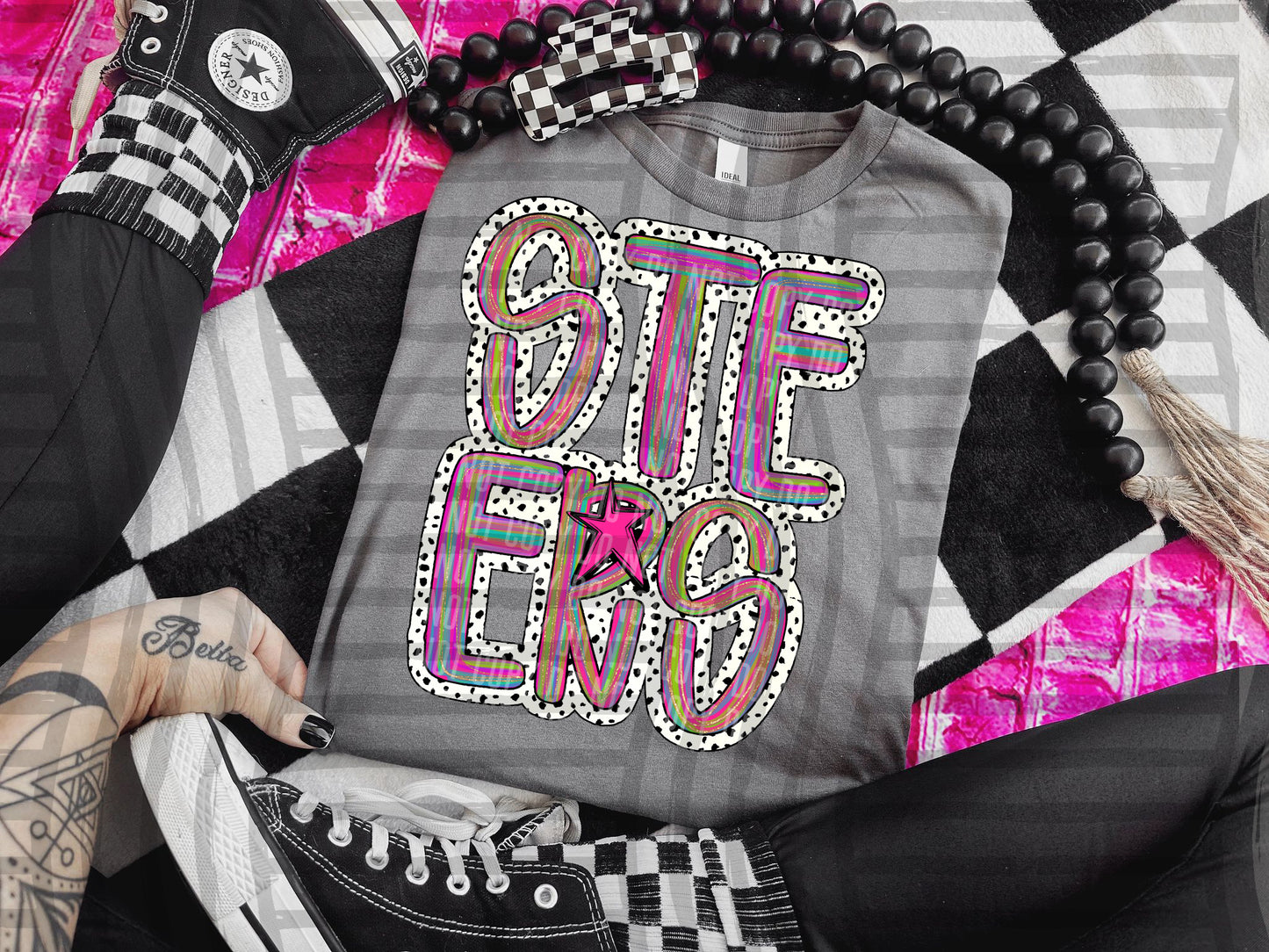 Pink Brushstrokes Dots - Dropdown + CUSTOM- Digital Download 300DPI PNG FILE