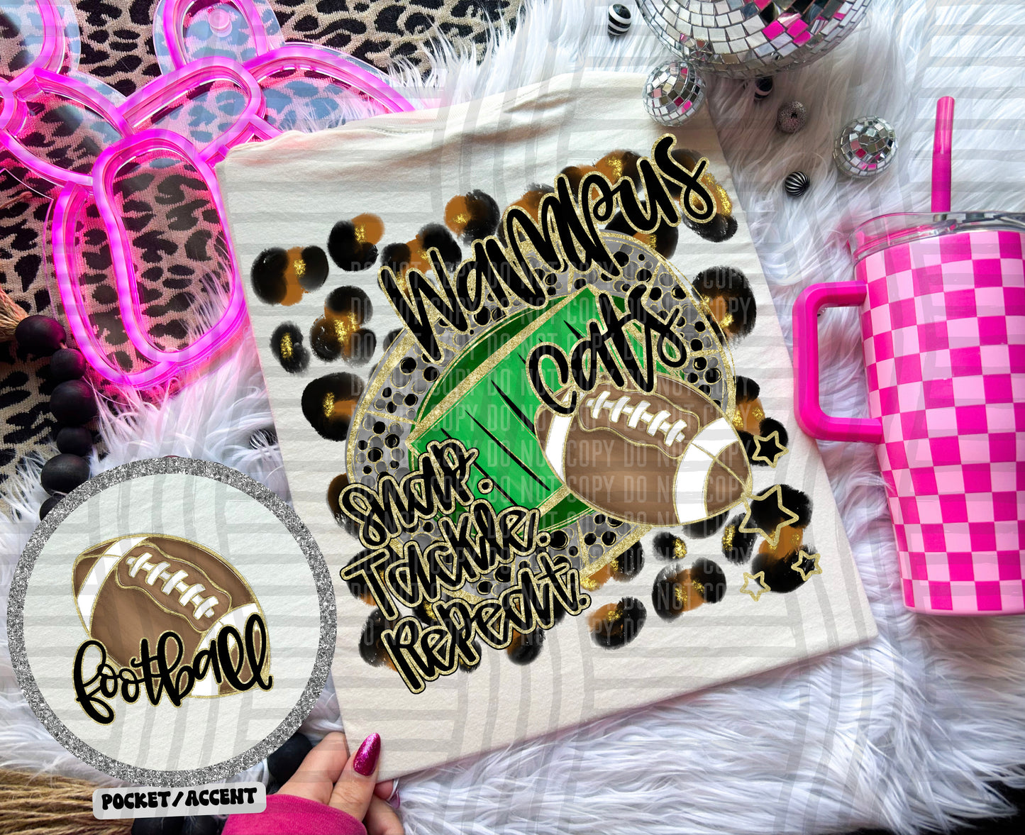 Football - Snap. Tackle. Repeat. <3- Digital Download 300DPI PNG FILE