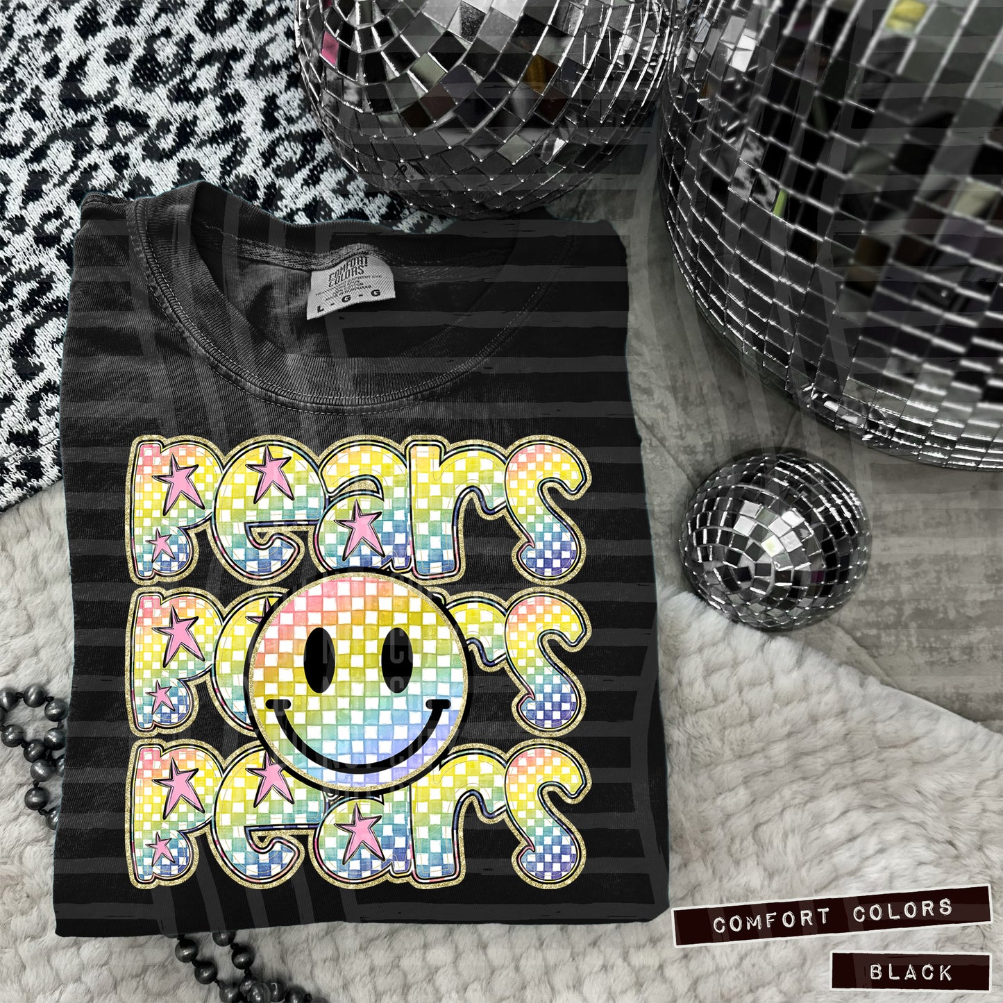Rainbow Checker Happy Triple Stacked - Digital Download 300DPI PNG FILE