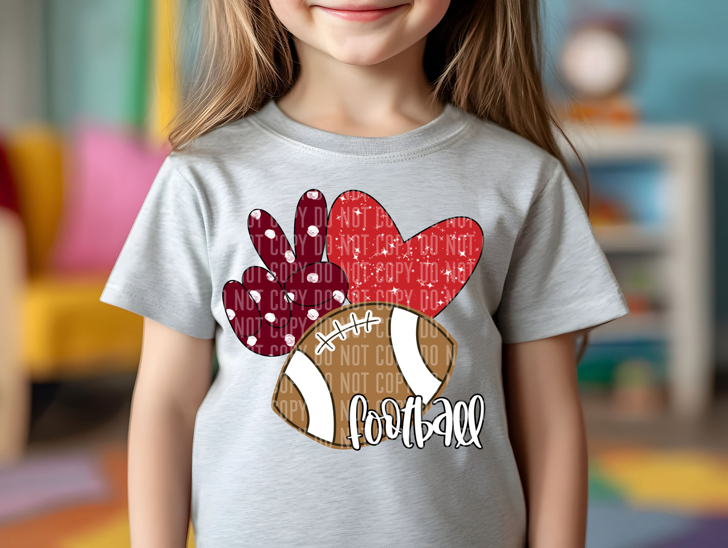 Peace Love Football Color Dropdown Digital Download 300DPI PNG FILE