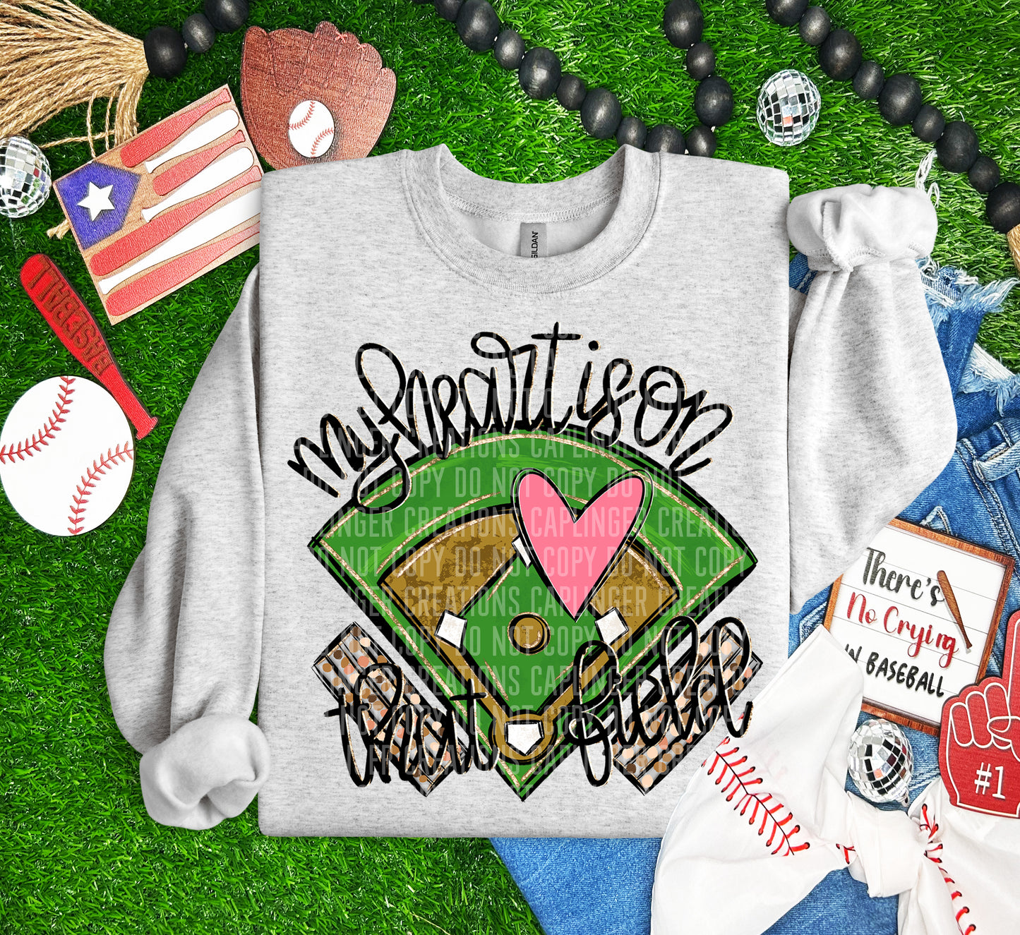 My heart is on that field (BASEBALL)- Color Dropdown Digital Download 300DPI PNG FILE