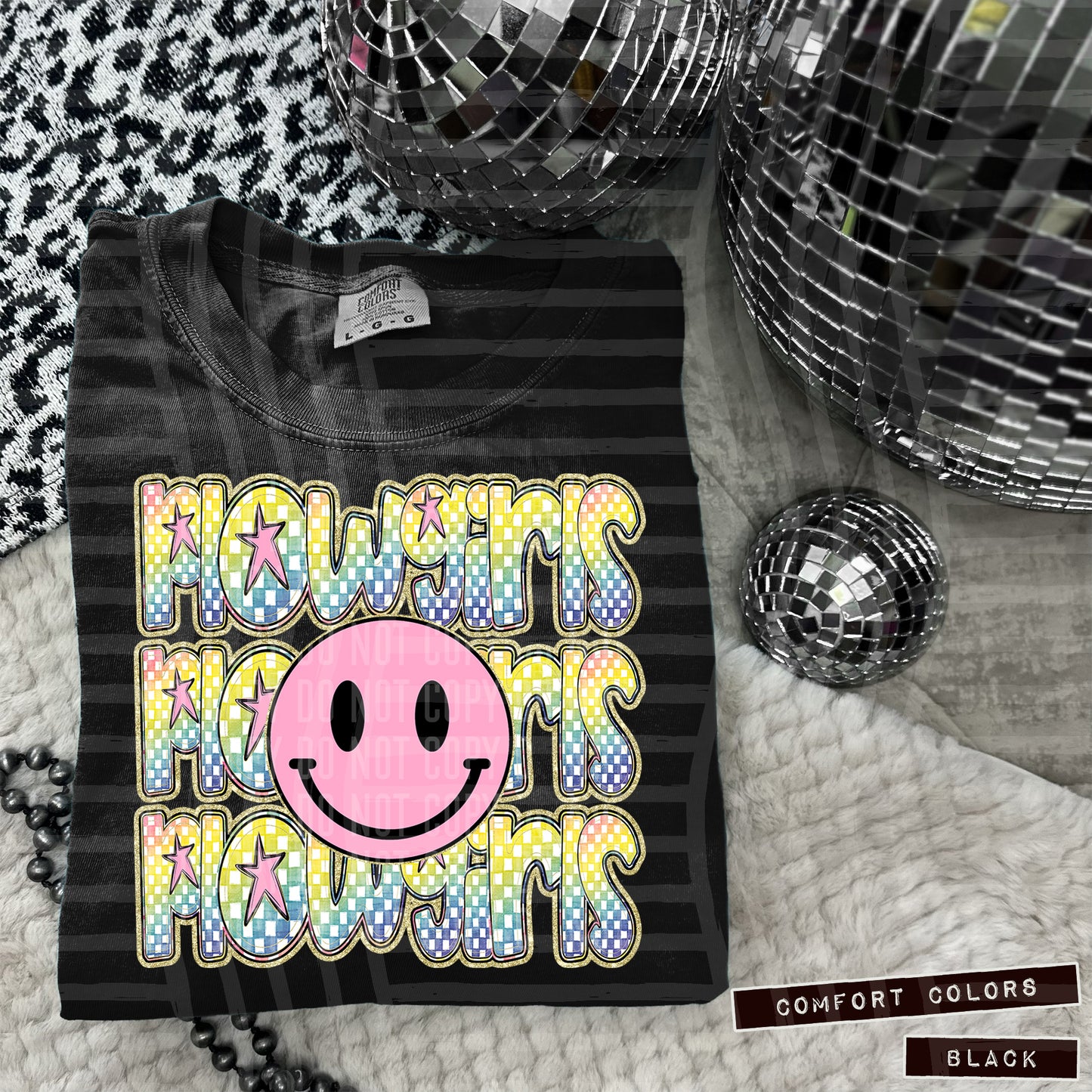 Rainbow Checker Pink Happy Triple Stacked - Digital Download 300DPI PNG FILE