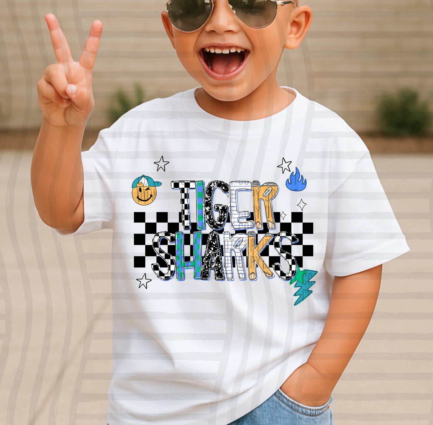 Blue Checks School MASCOTS - Custom + DROPDOWN - 300 DPI digital download