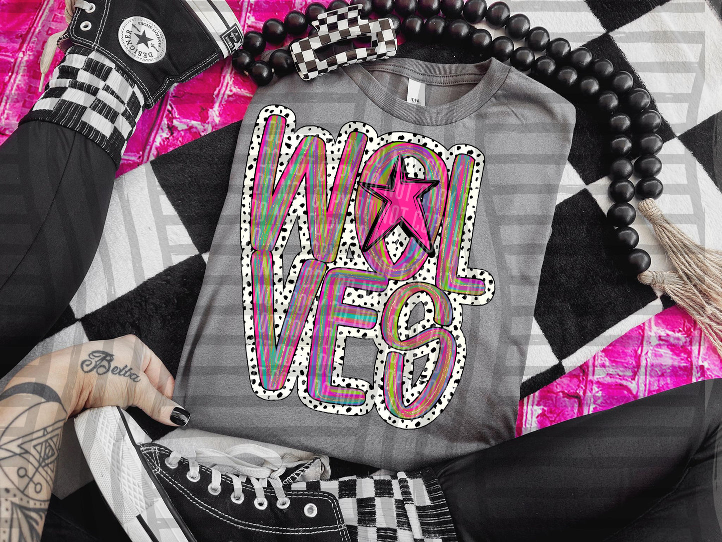 Pink Brushstrokes Dots - Dropdown + CUSTOM- Digital Download 300DPI PNG FILE