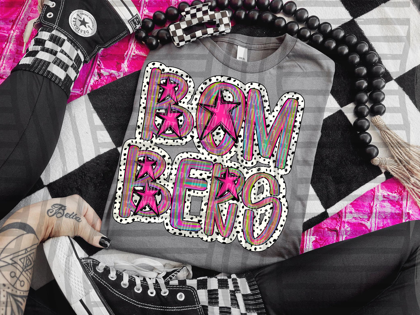 Pink Brushstrokes Dots - Dropdown + CUSTOM- Digital Download 300DPI PNG FILE