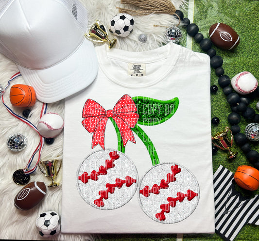 FAUX EMBROIDERY CHERRY SPORTS  - Digital download 300DPI PNG FILE
