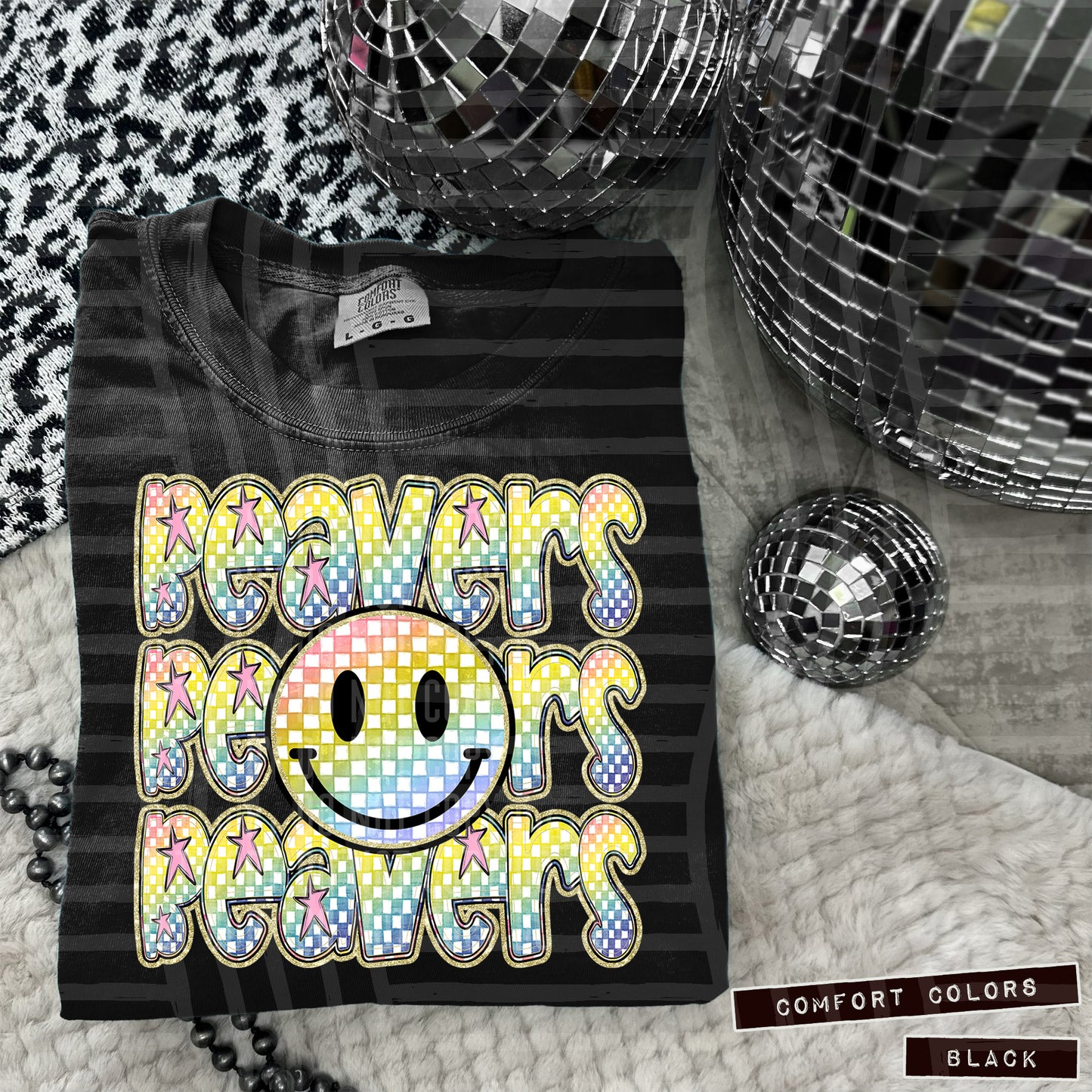 Rainbow Checker Happy Triple Stacked - Digital Download 300DPI PNG FILE