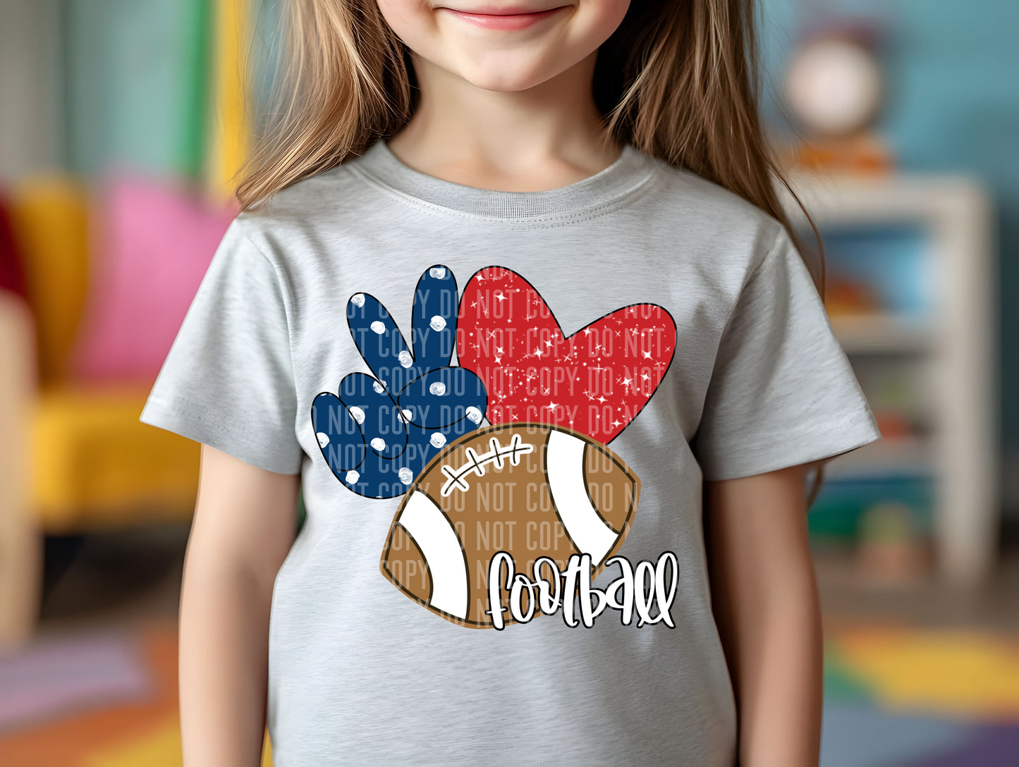 Peace Love Football Color Dropdown Digital Download 300DPI PNG FILE