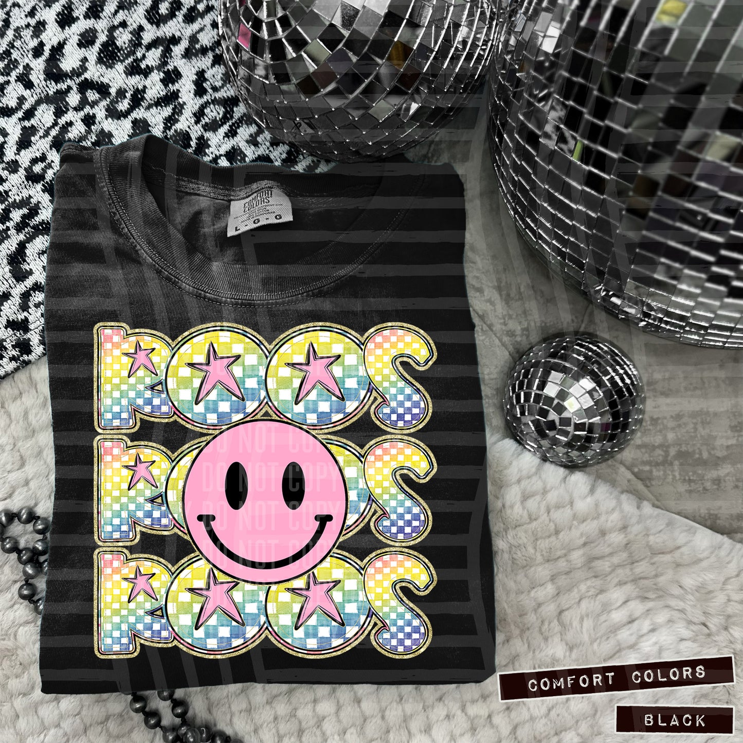 Rainbow Checker Pink Happy Triple Stacked - Digital Download 300DPI PNG FILE