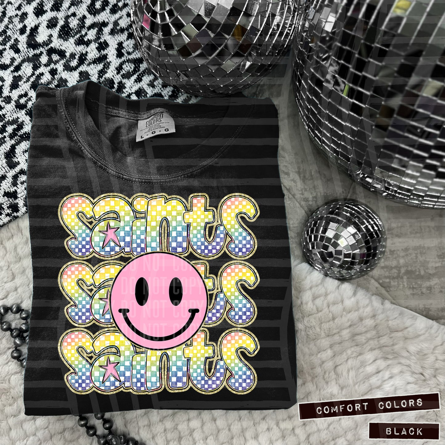 Rainbow Checker Pink Happy Triple Stacked - Digital Download 300DPI PNG FILE
