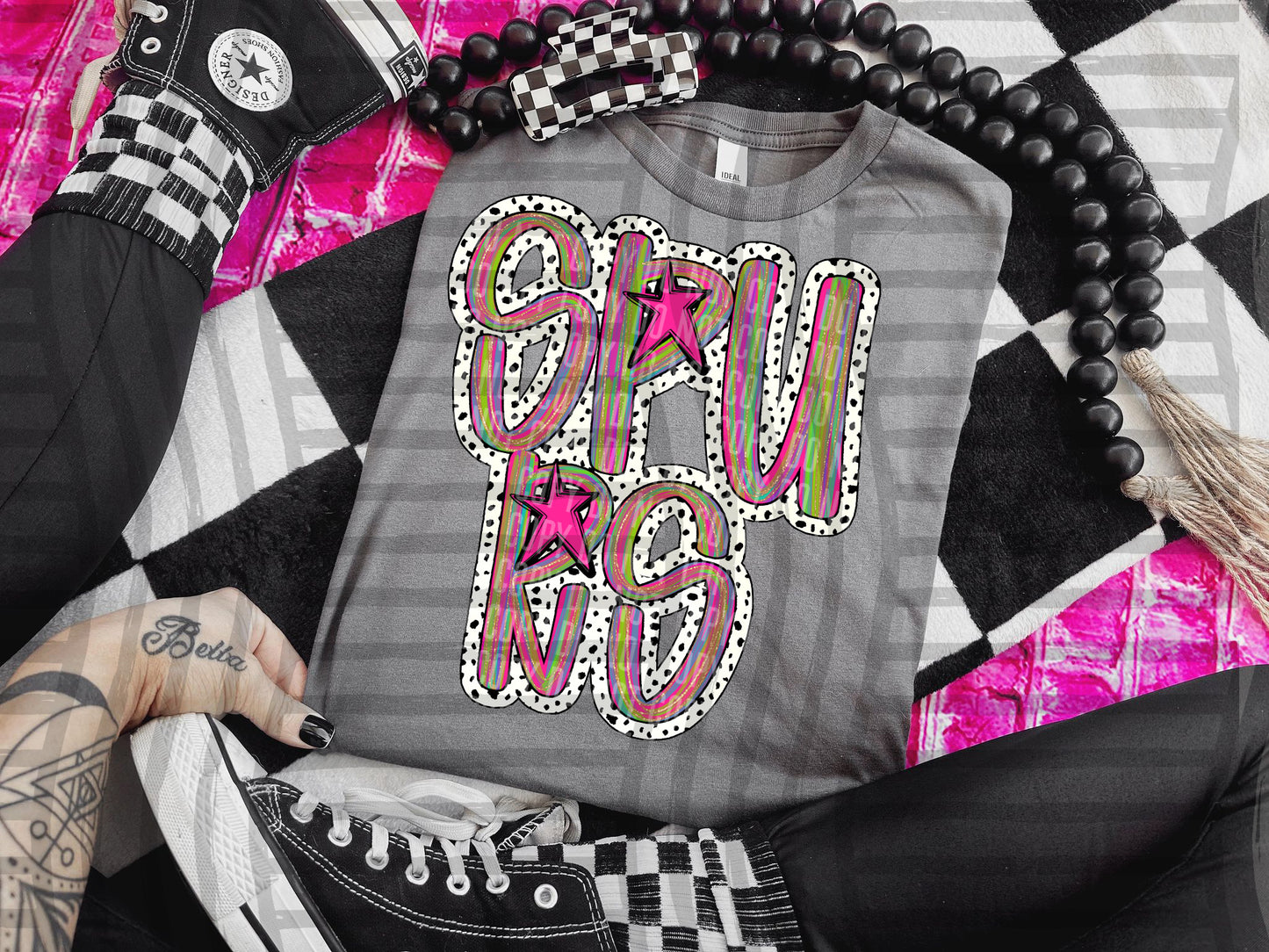 Pink Brushstrokes Dots - Dropdown + CUSTOM- Digital Download 300DPI PNG FILE