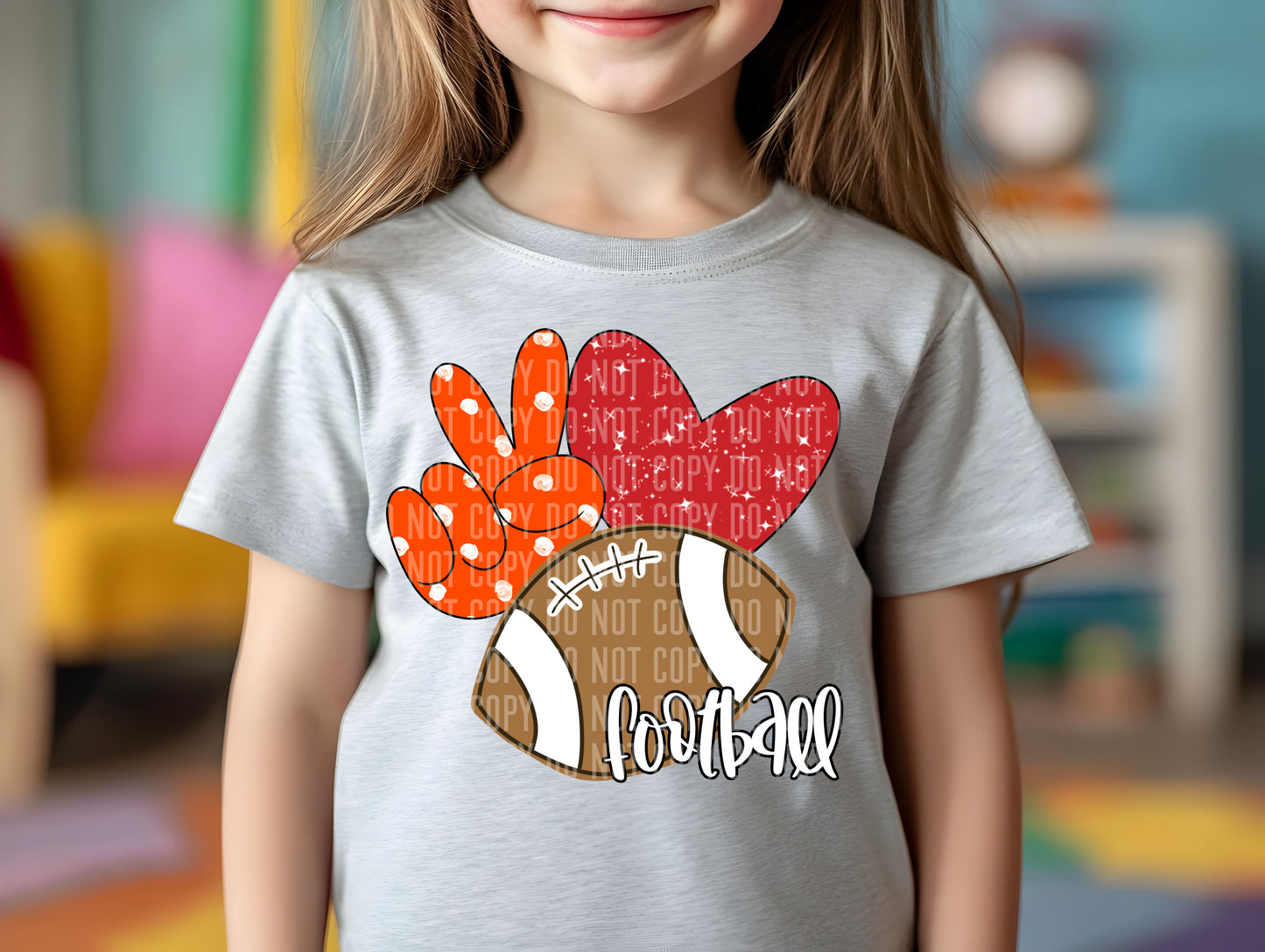 Peace Love Football Color Dropdown Digital Download 300DPI PNG FILE