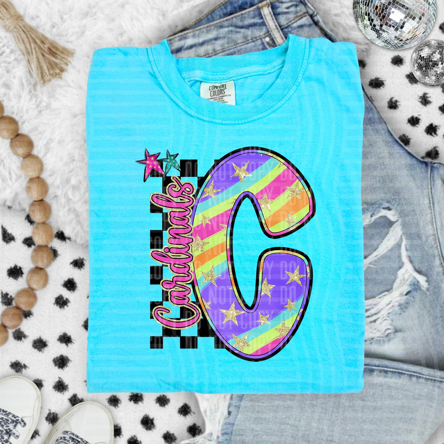 Rainbow Swirl Initial -Dropdown + Custom option - Digital Download 300DPI PNG FILE