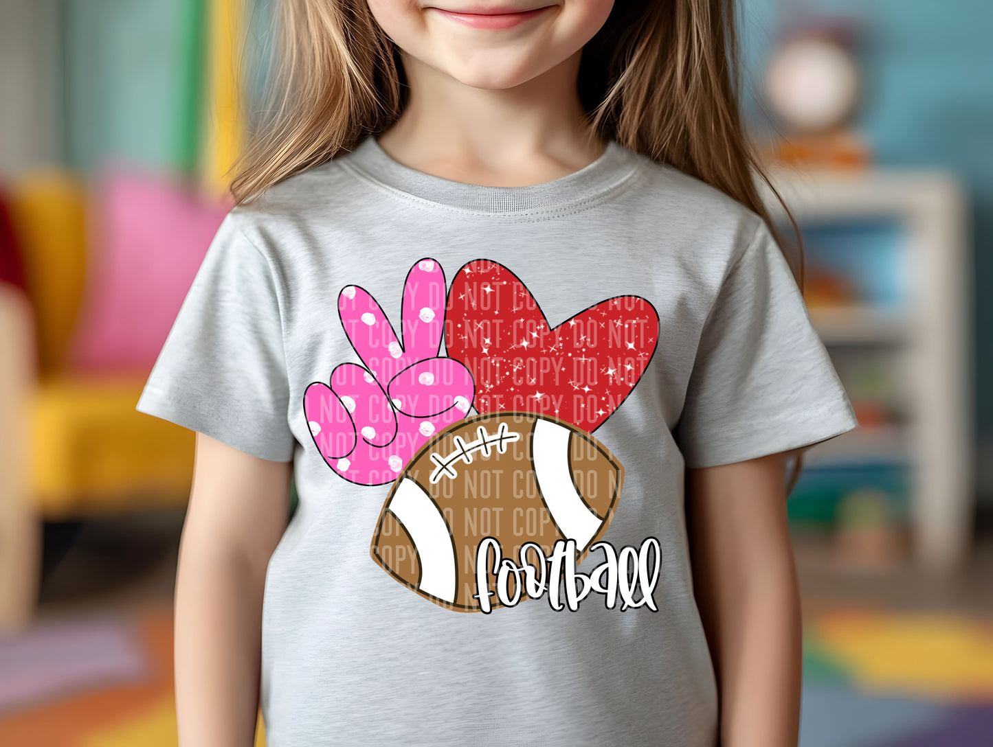 Peace Love Football Color Dropdown Digital Download 300DPI PNG FILE