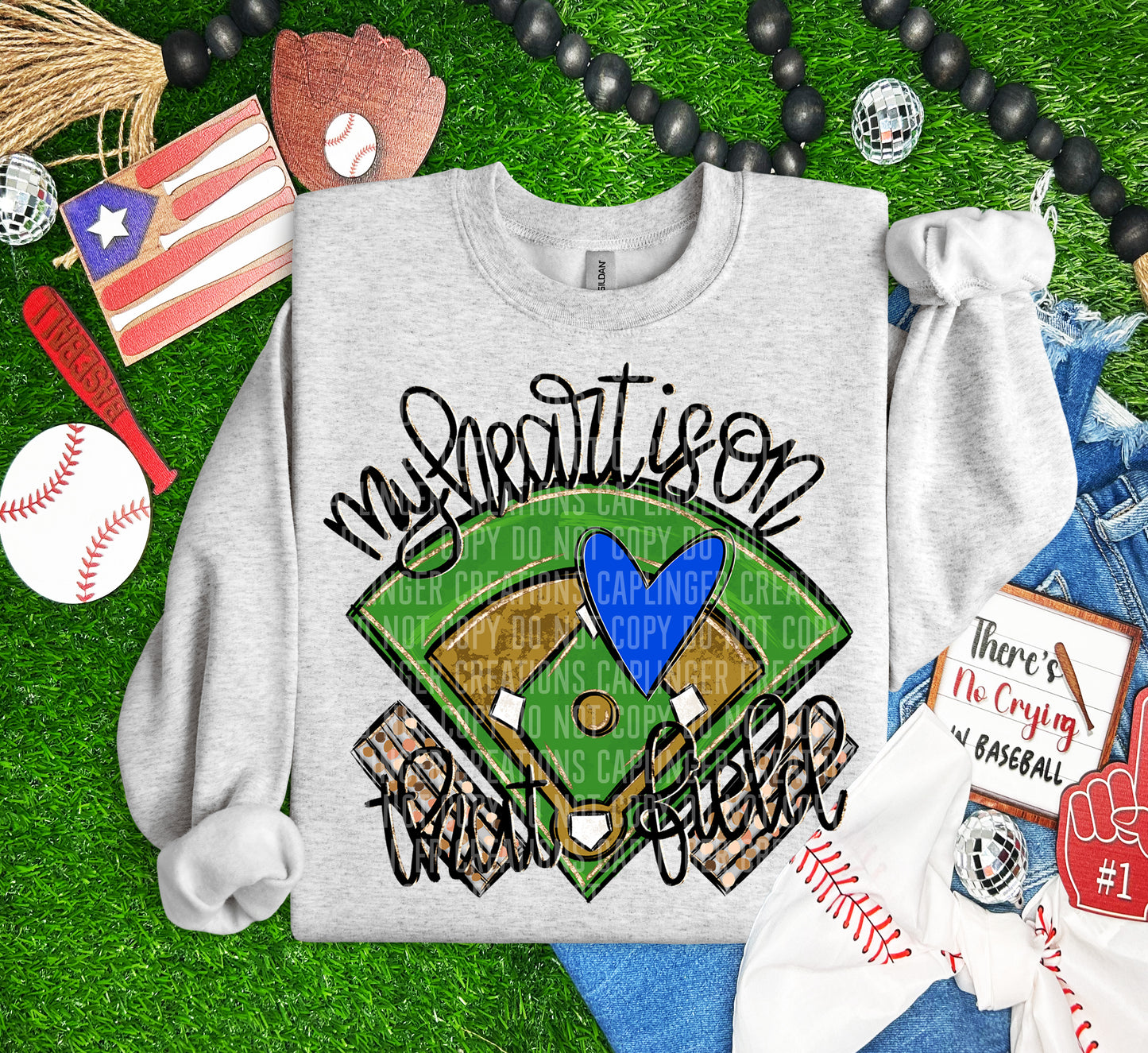 My heart is on that field (BASEBALL)- Color Dropdown Digital Download 300DPI PNG FILE