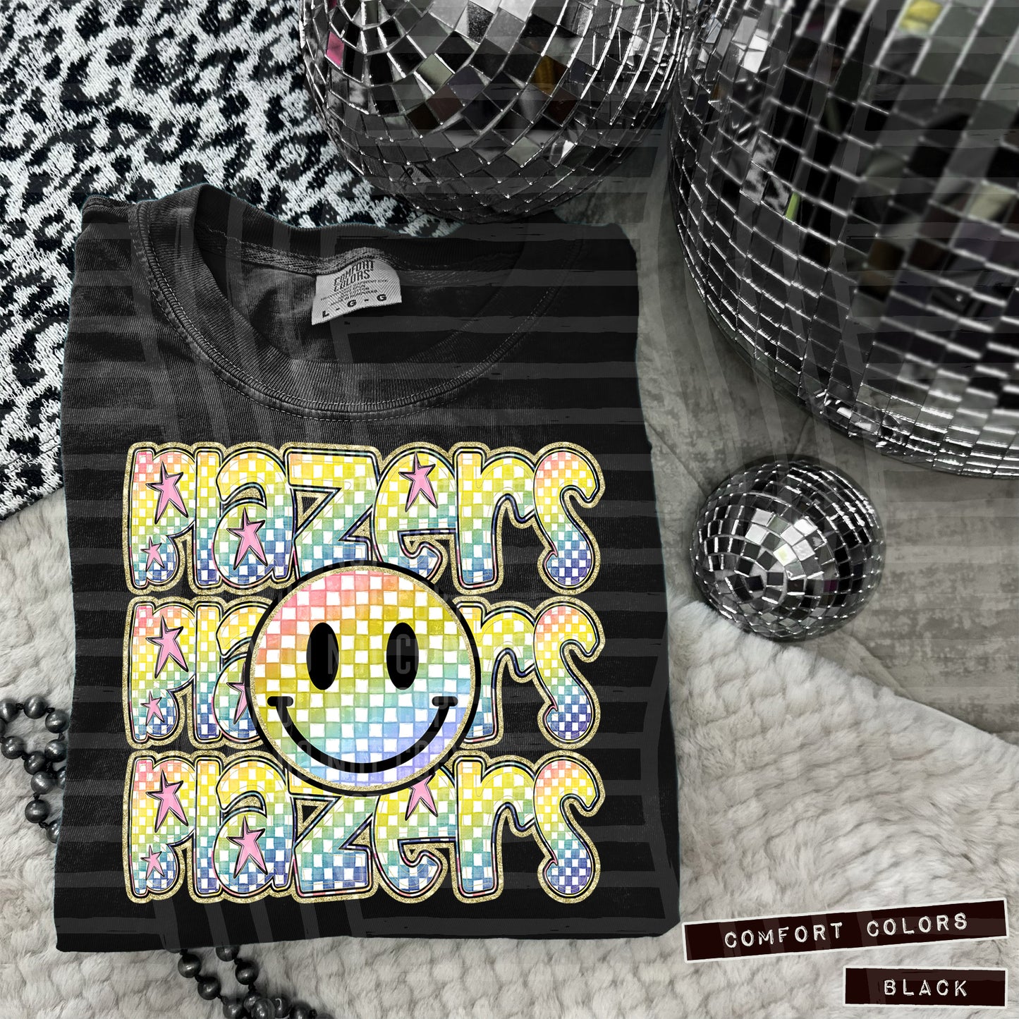 Rainbow Checker Happy Triple Stacked - Digital Download 300DPI PNG FILE
