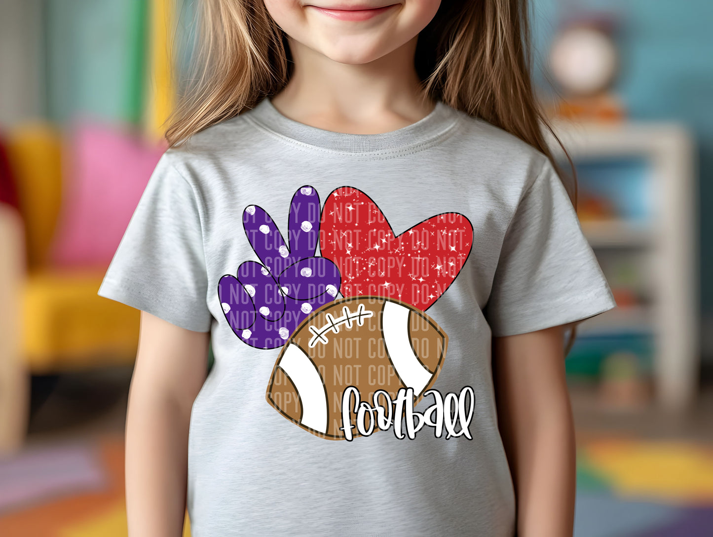 Peace Love Football Color Dropdown Digital Download 300DPI PNG FILE