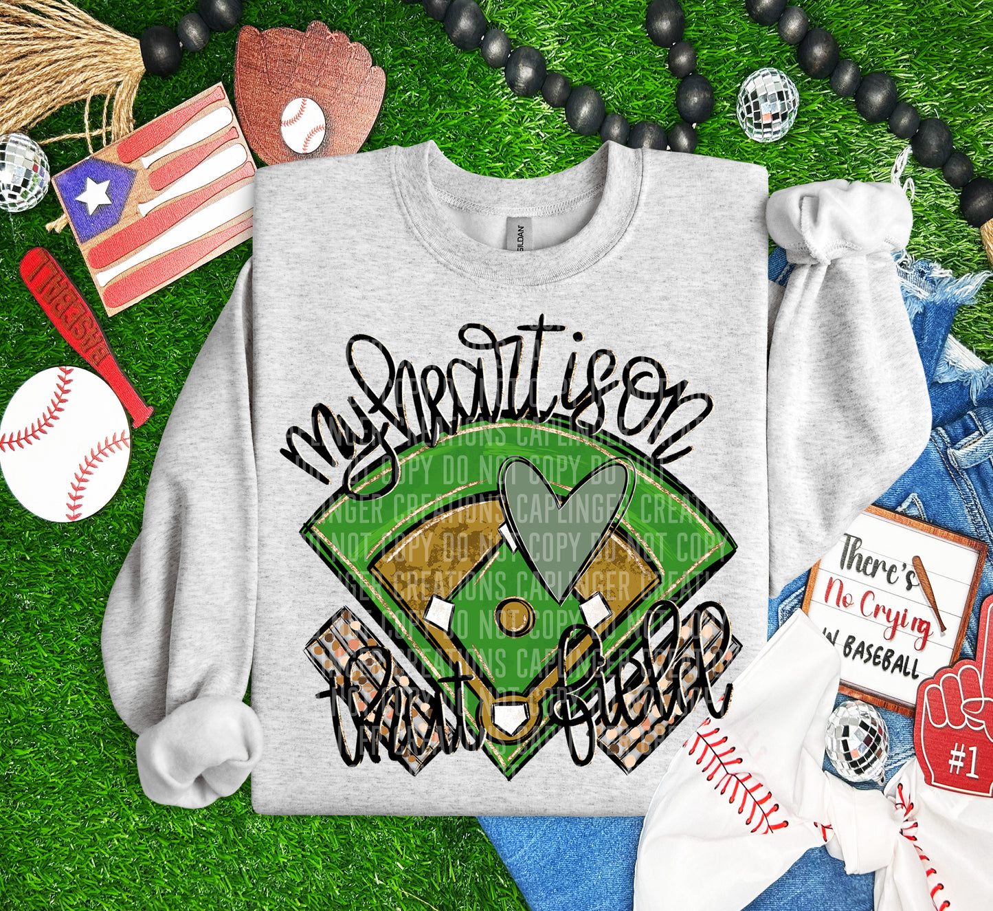 My heart is on that field (BASEBALL)- Color Dropdown Digital Download 300DPI PNG FILE