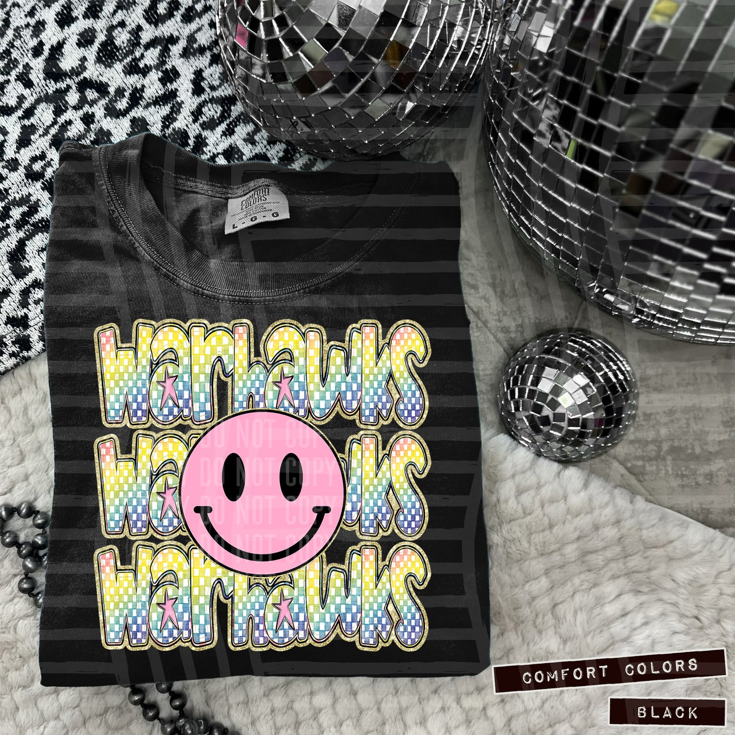 Rainbow Checker Pink Happy Triple Stacked - Digital Download 300DPI PNG FILE