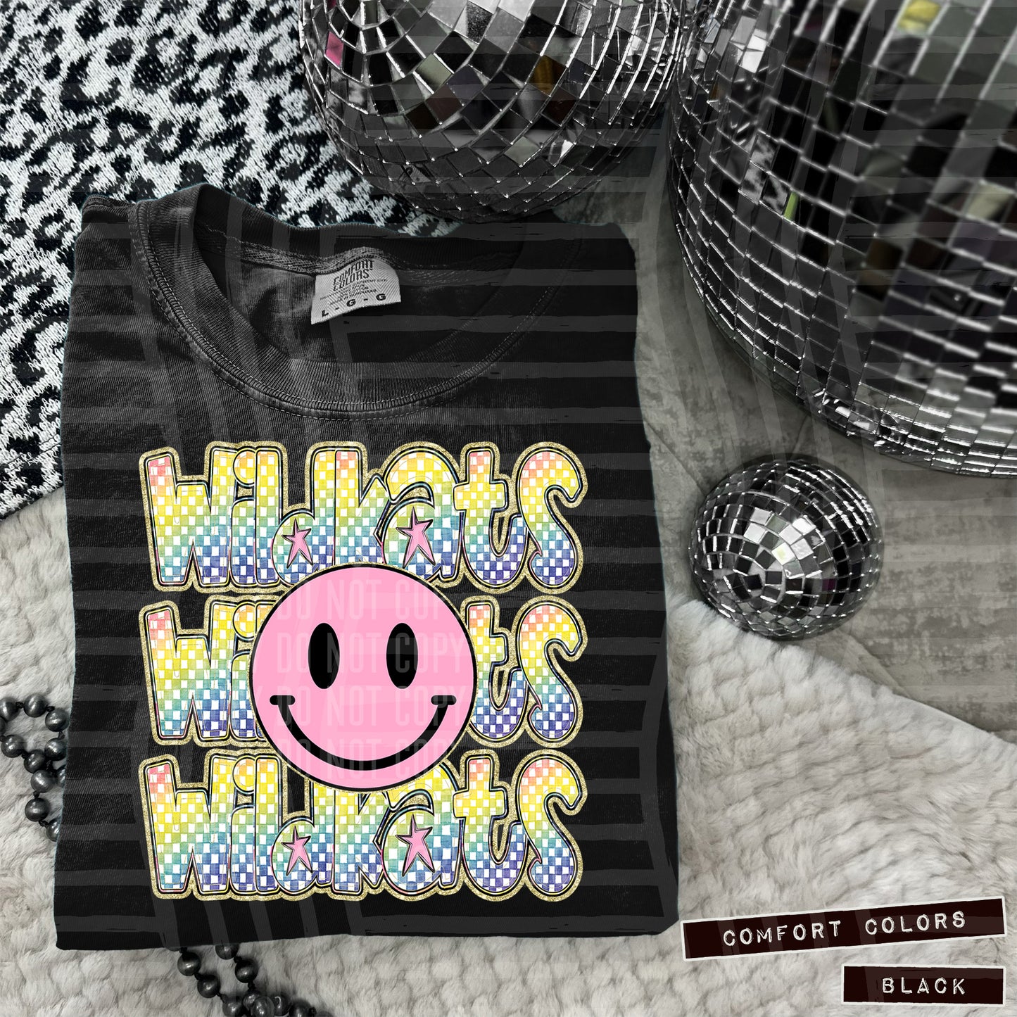 Rainbow Checker Pink Happy Triple Stacked - Digital Download 300DPI PNG FILE