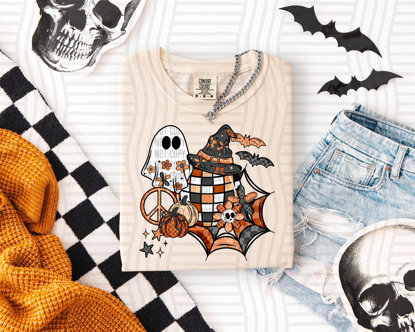 Checkered ghost 3 designs - Digital download 300DPI PNG FILE