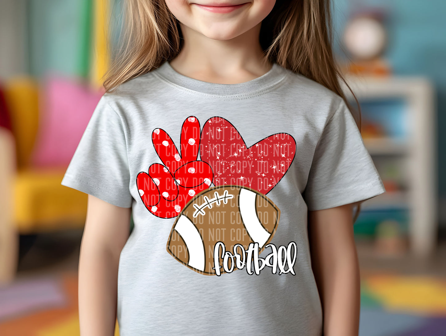 Peace Love Football Color Dropdown Digital Download 300DPI PNG FILE