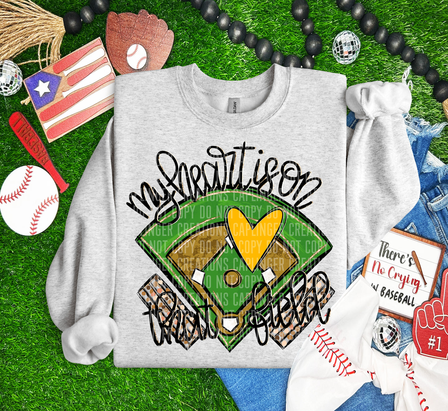 My heart is on that field (BASEBALL)- Color Dropdown Digital Download 300DPI PNG FILE