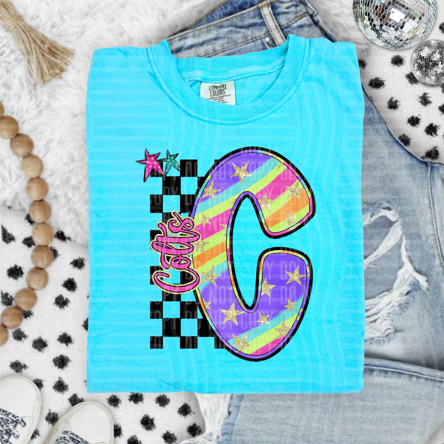 Rainbow Swirl Initial -Dropdown + Custom option - Digital Download 300DPI PNG FILE