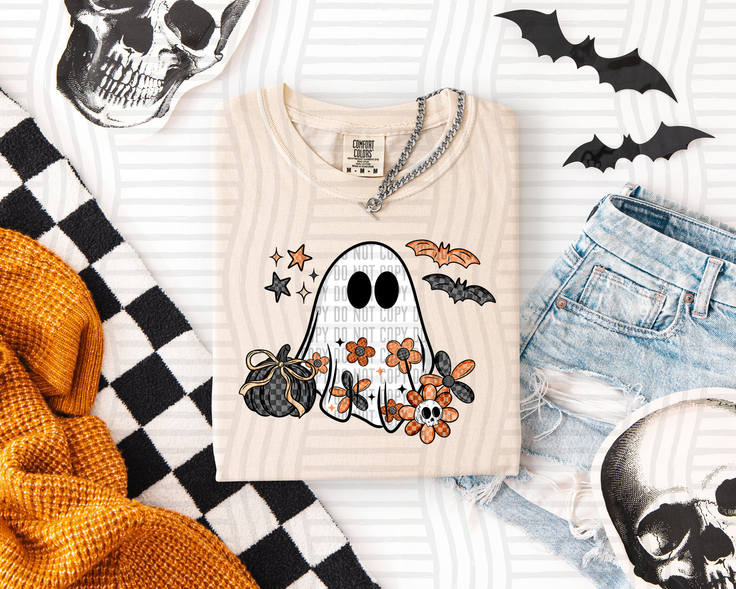 Checkered ghost 3 designs - Digital download 300DPI PNG FILE