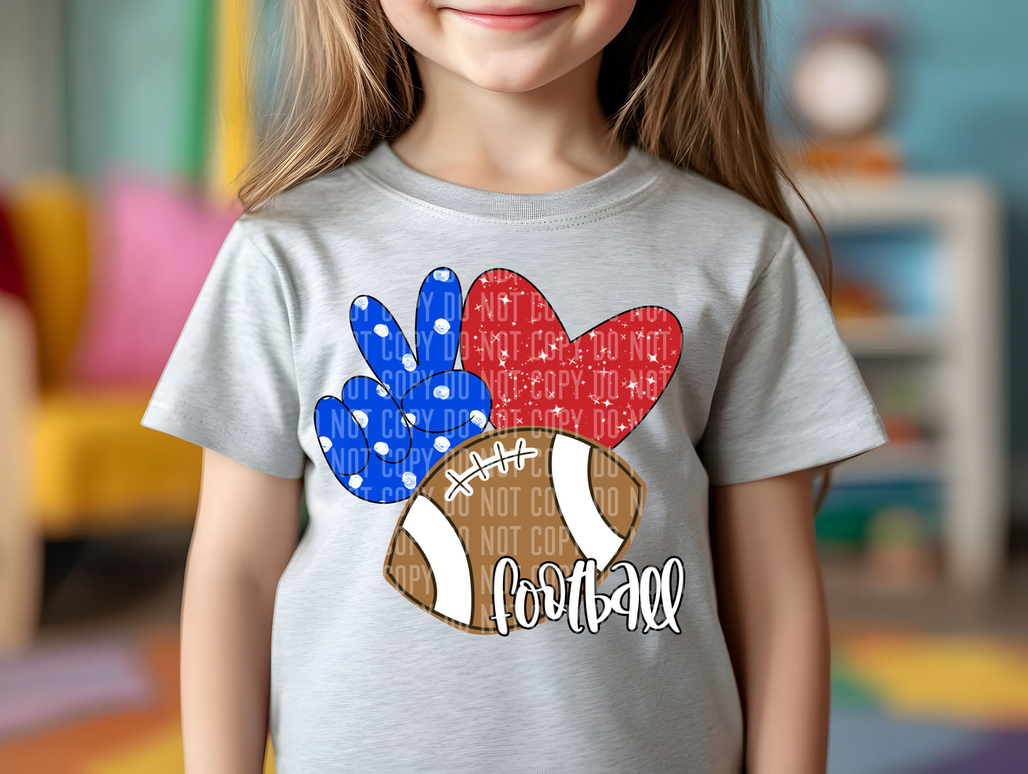 Peace Love Football Color Dropdown Digital Download 300DPI PNG FILE