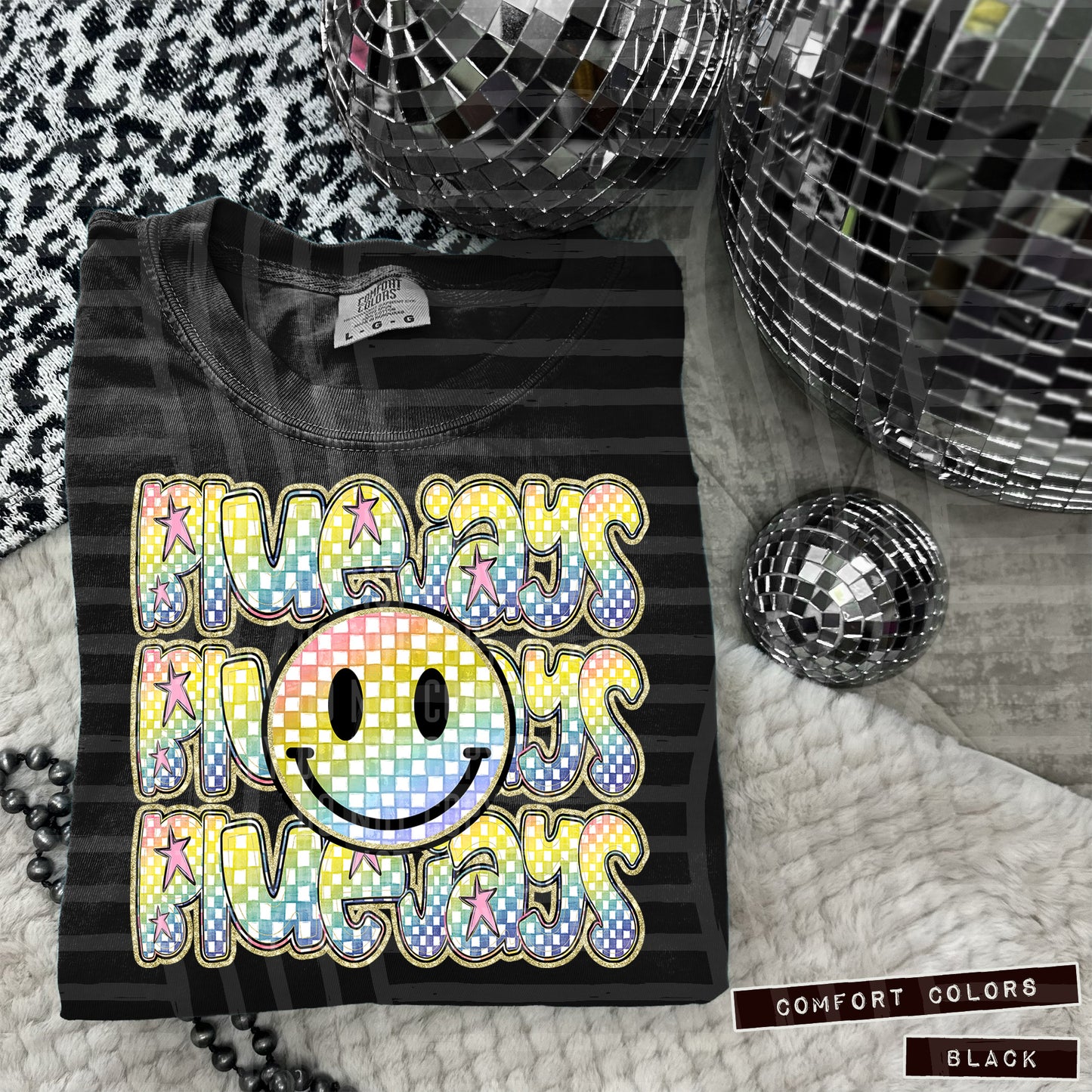 Rainbow Checker Happy Triple Stacked - Digital Download 300DPI PNG FILE