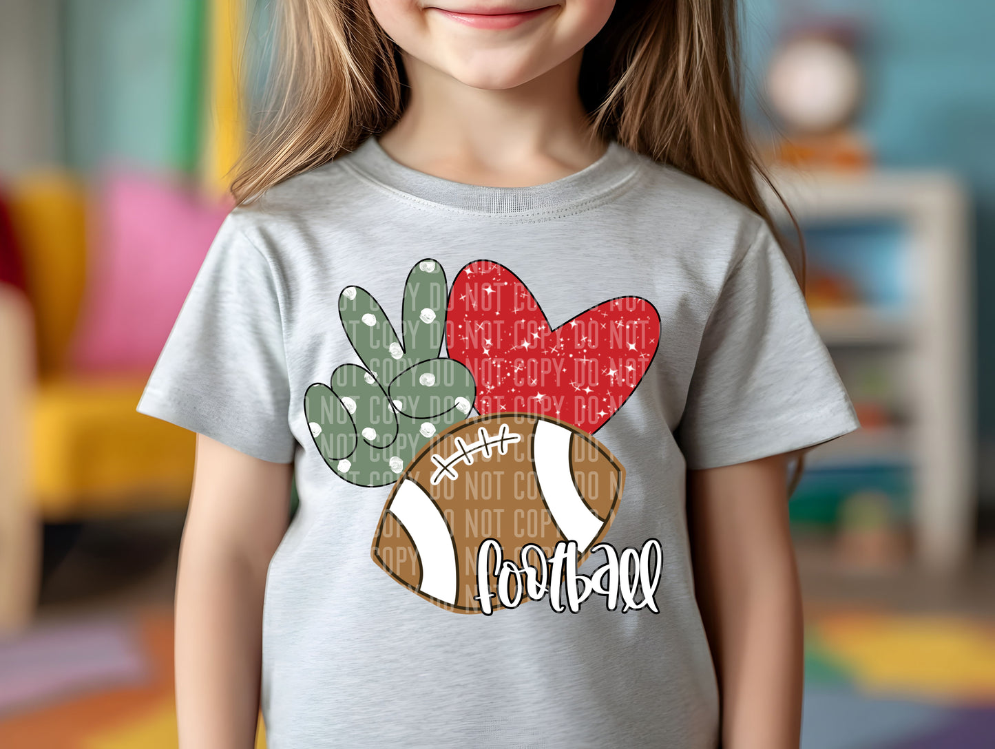 Peace Love Football Color Dropdown Digital Download 300DPI PNG FILE