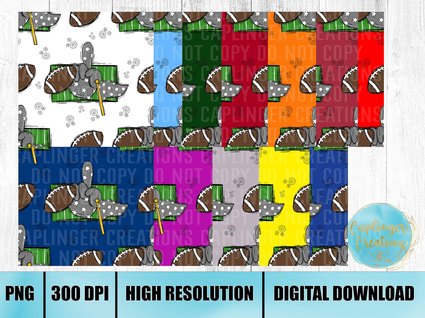 FOOTBALL DIGITAL PAPER SEAMLESS - 12 PACK - Digital download 300DPI PNG FILE