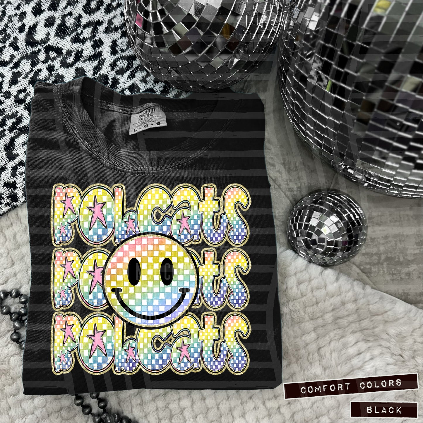 Rainbow Checker Happy Triple Stacked - Digital Download 300DPI PNG FILE
