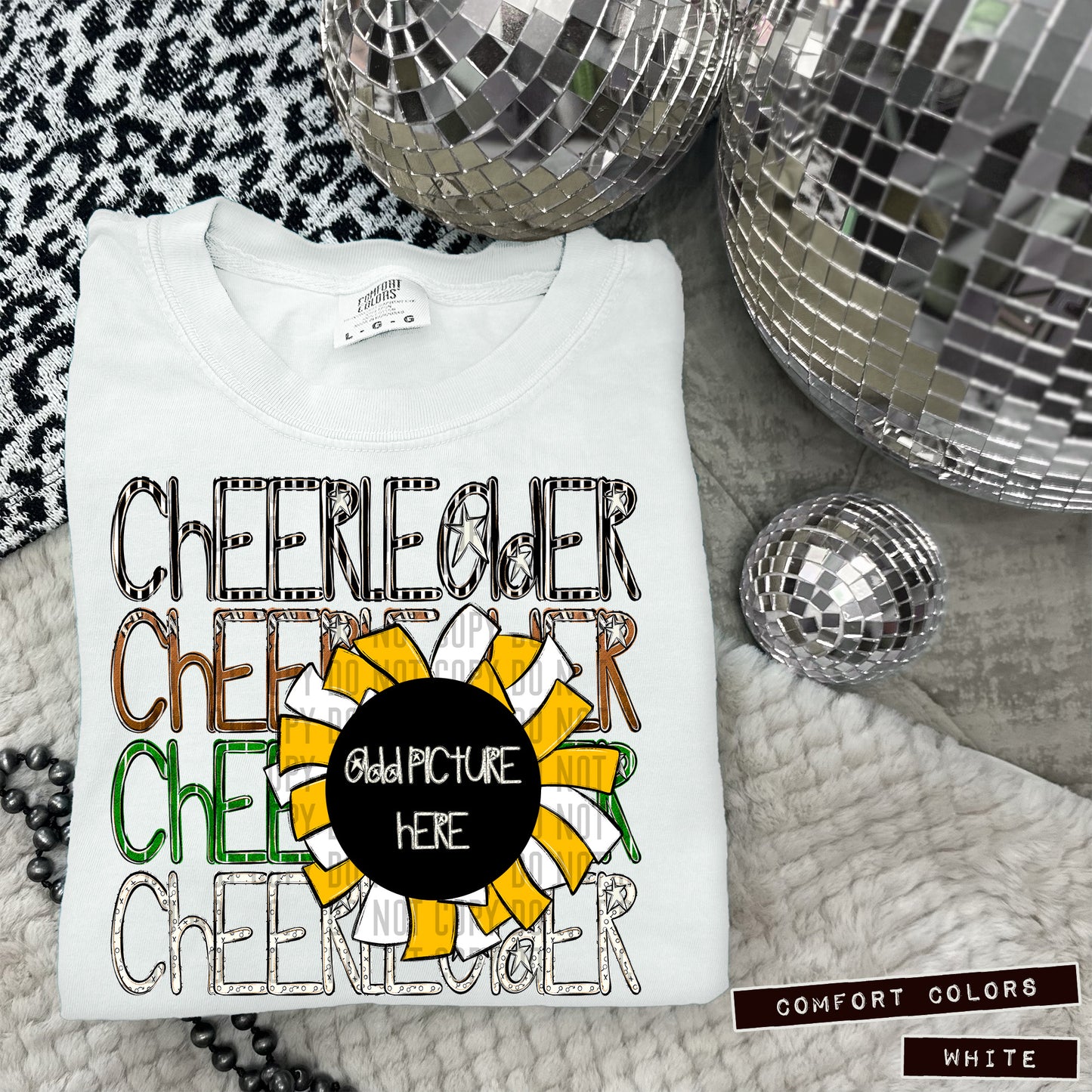 Add A pic Cheer colors + Football - Color Dropdown - Digital Download 300DPI PNG FILE