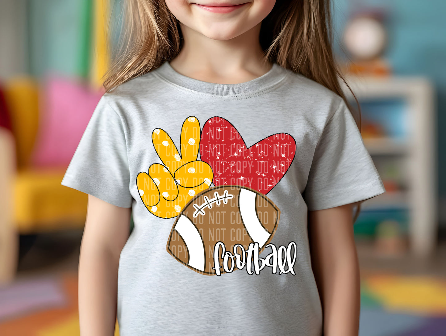 Peace Love Football Color Dropdown Digital Download 300DPI PNG FILE