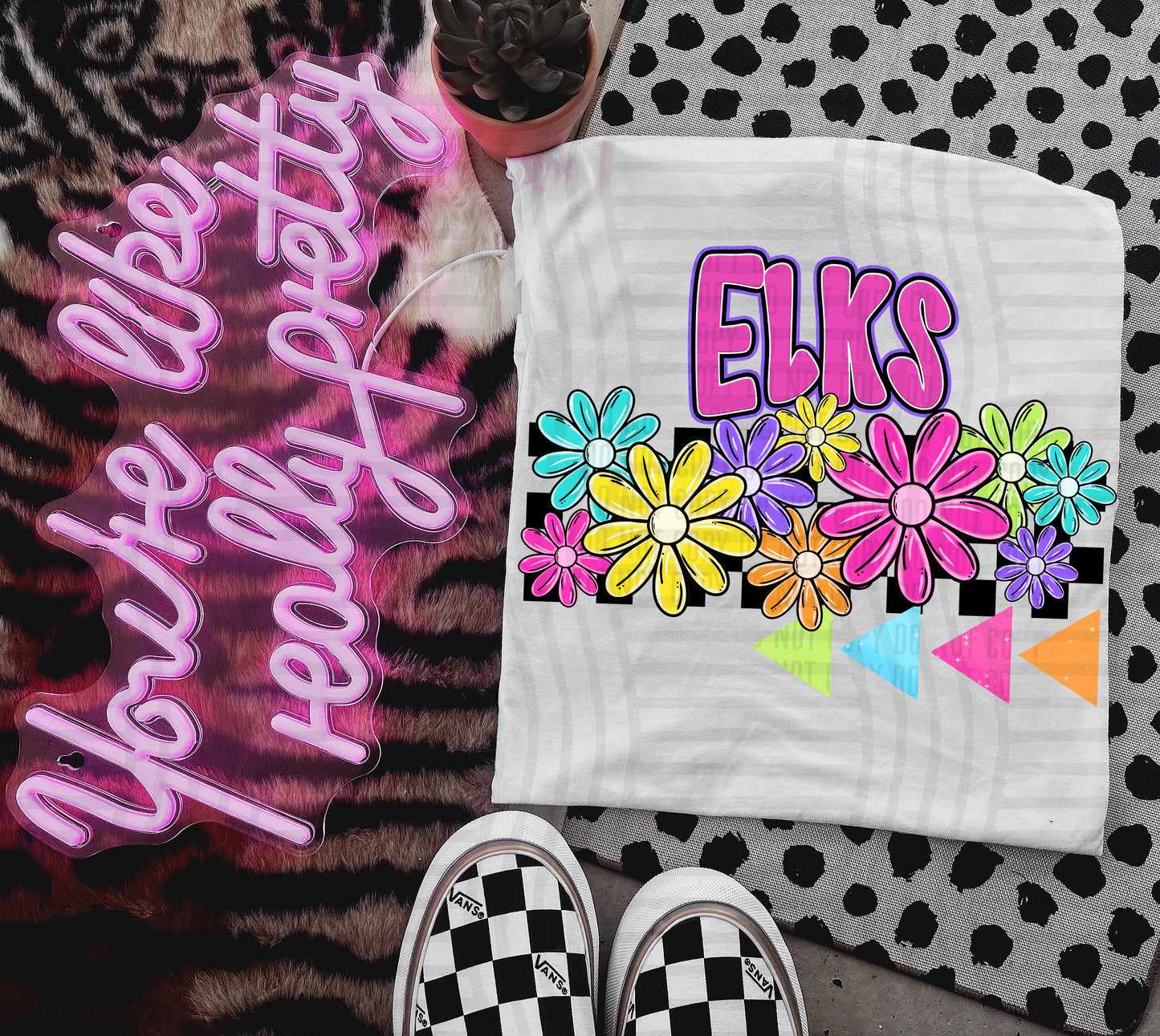 Bright Preppy Floral -Dropdown + CUSTOM - Digital Download 300DPI PNG FILE