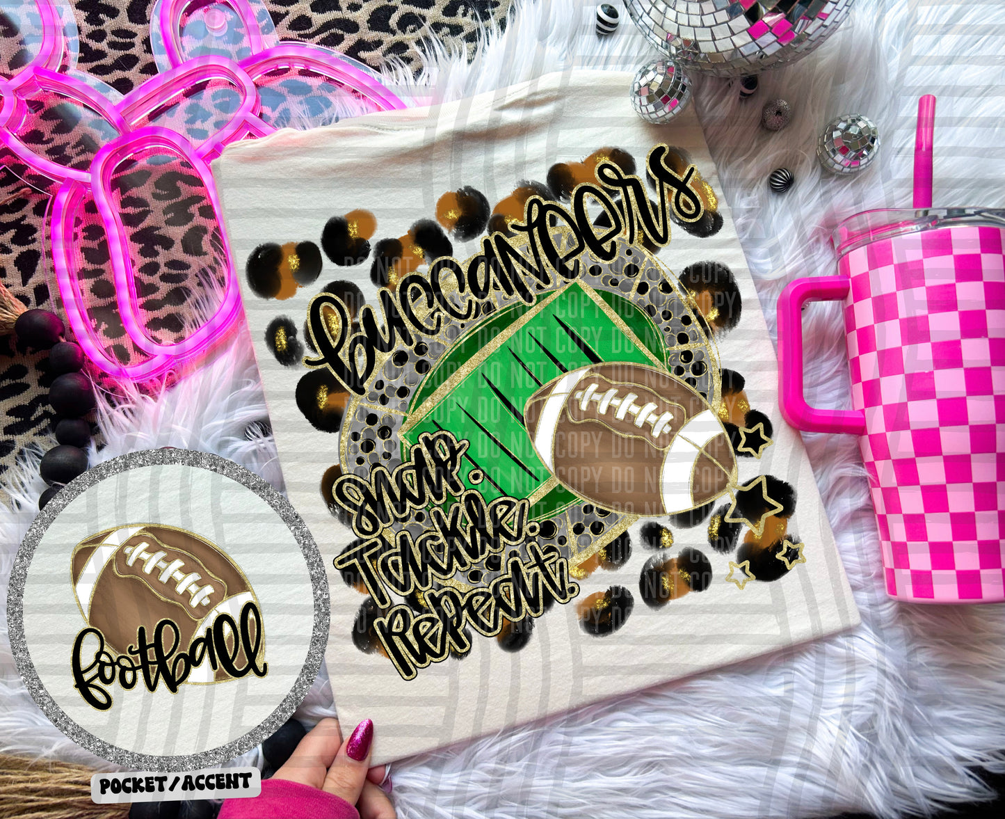 Football - Snap. Tackle. Repeat. <3- Digital Download 300DPI PNG FILE