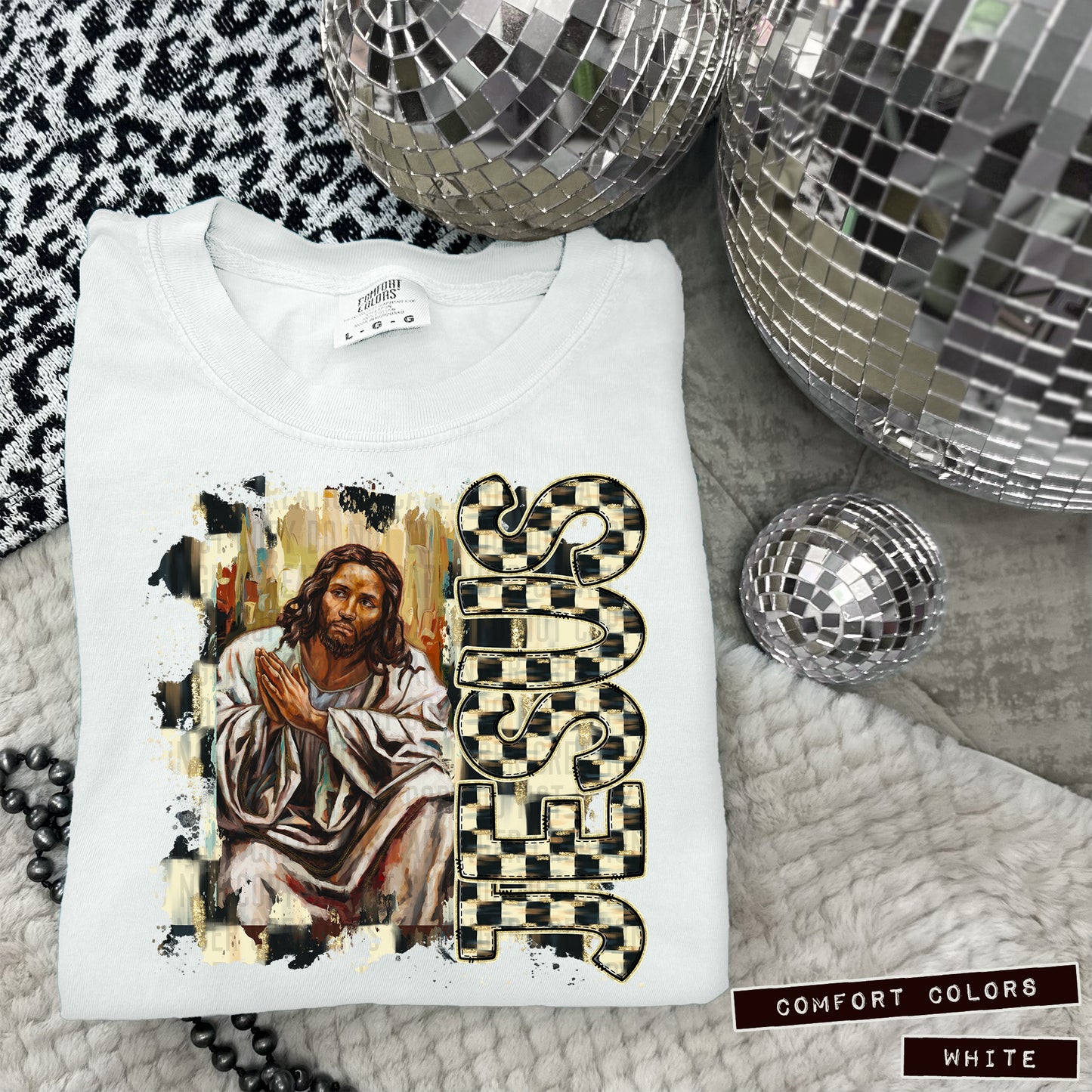 JESUS African American praying black and white - 300DPI PNG FILE