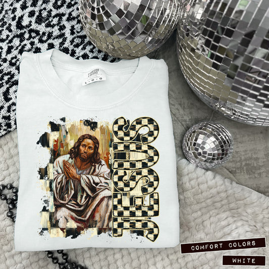 JESUS African American praying black and white - 300DPI PNG FILE