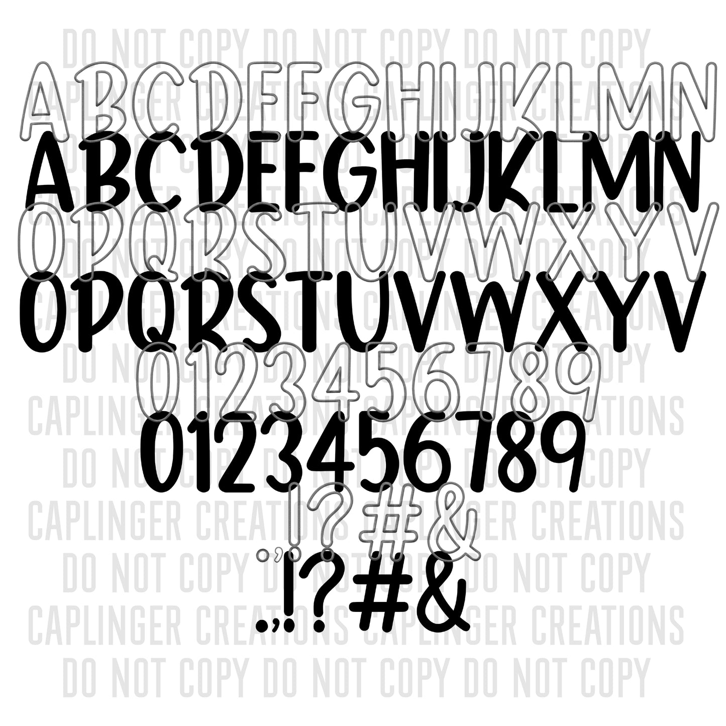 FILL YOUR OWN ALPHA SETS A-Z, 0-9 ,.!?&# symbols - FAUX EMBROIDERY - Digital download
