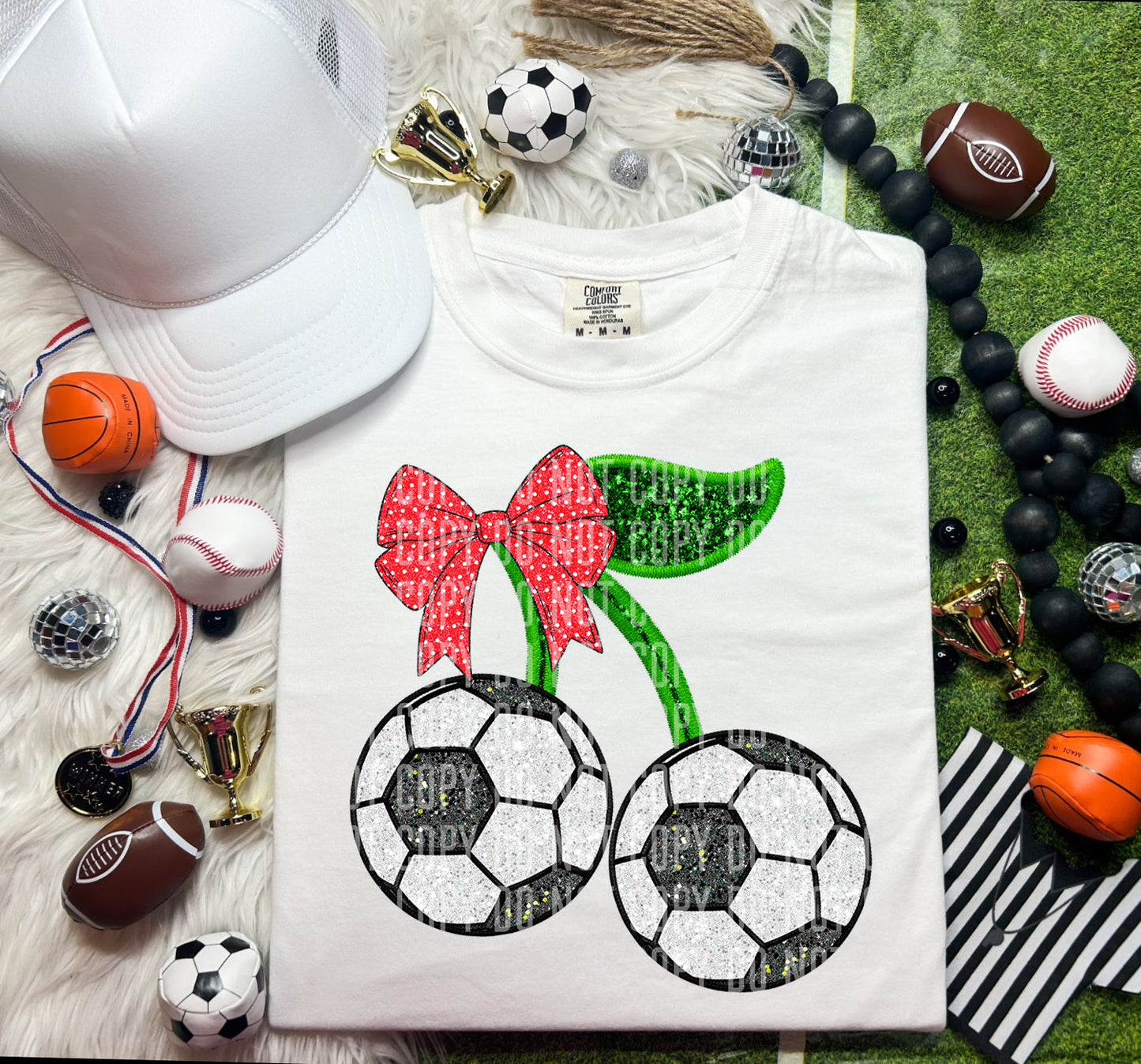 FAUX EMBROIDERY CHERRY SPORTS  - Digital download 300DPI PNG FILE