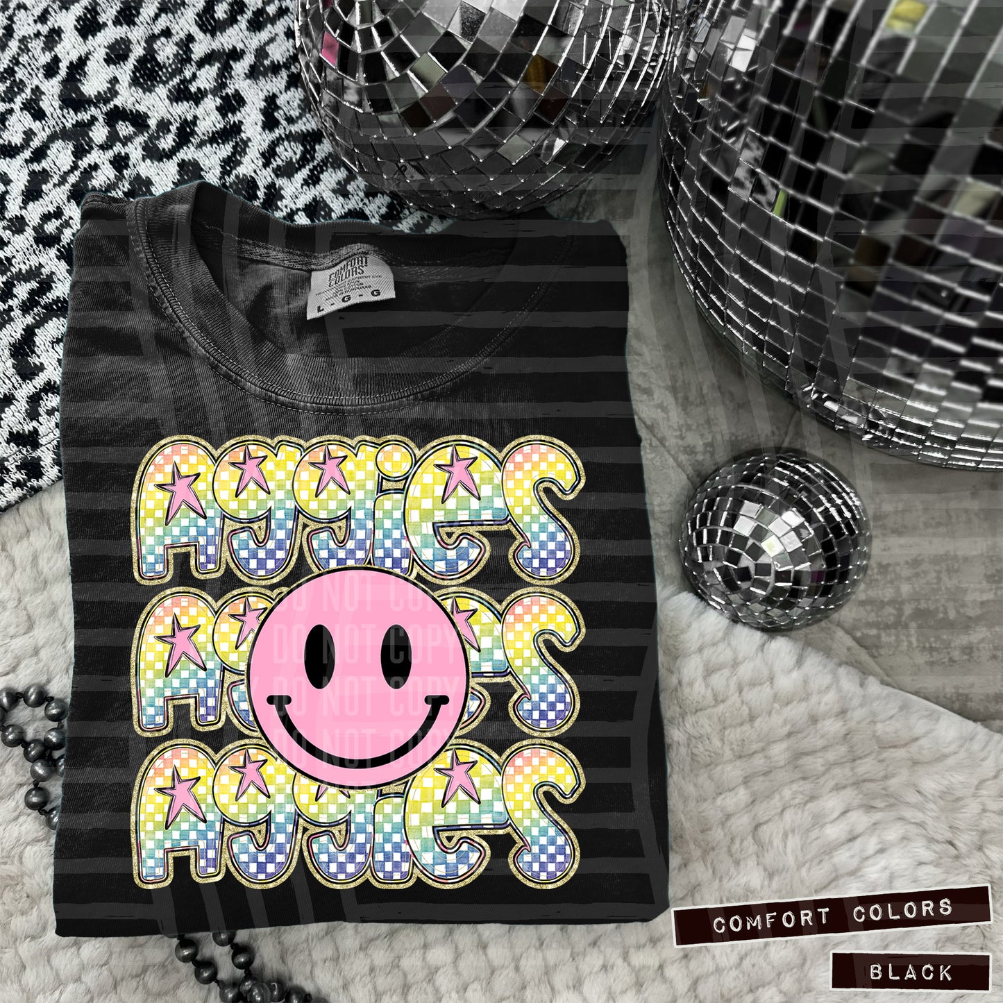Rainbow Checker Pink Happy Triple Stacked - Digital Download 300DPI PNG FILE
