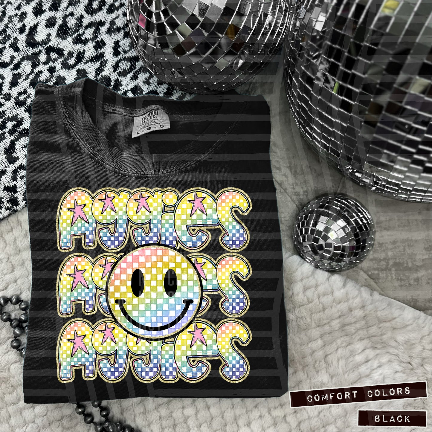Rainbow Checker Happy Triple Stacked - Digital Download 300DPI PNG FILE