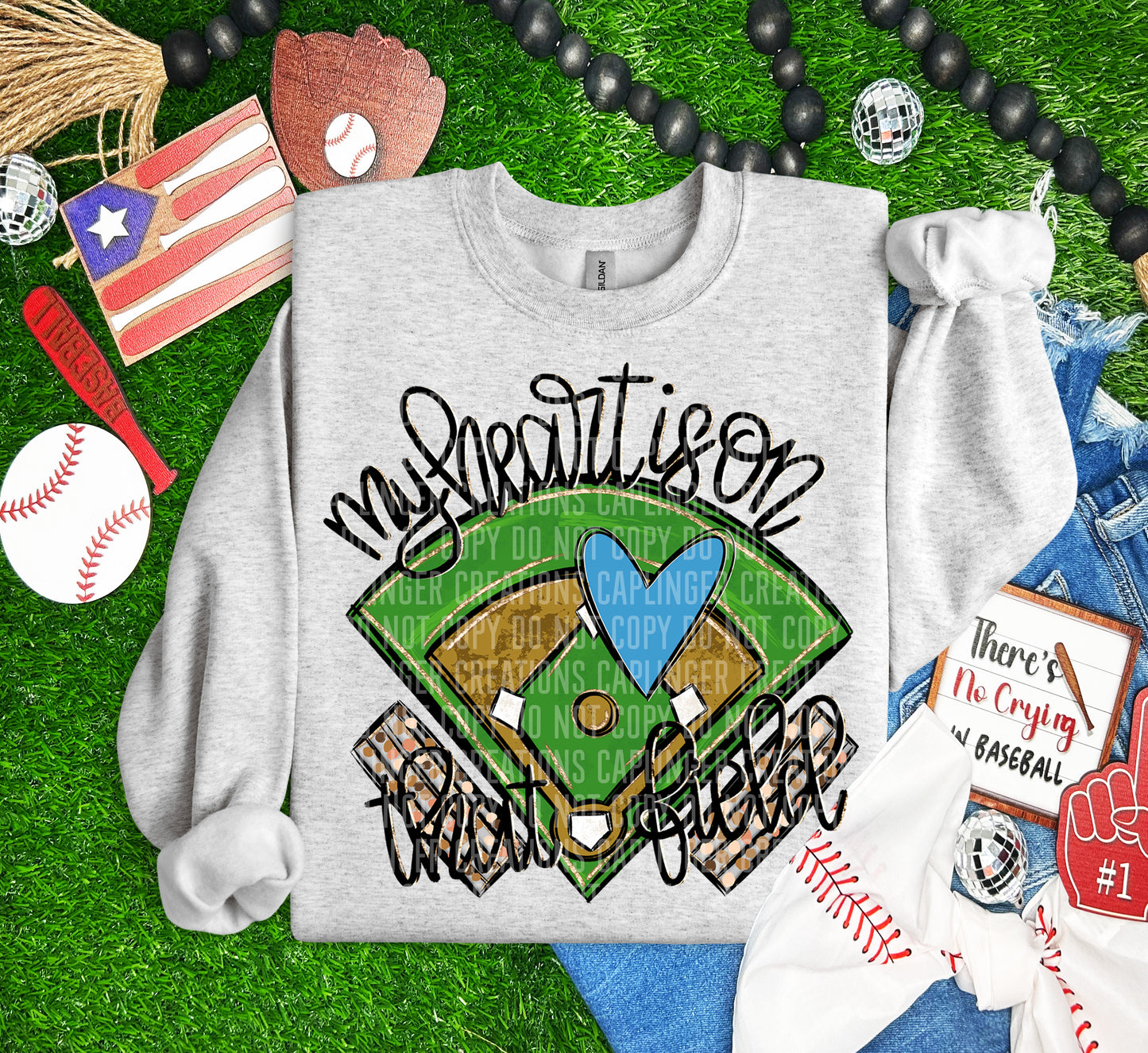 My heart is on that field (BASEBALL)- Color Dropdown Digital Download 300DPI PNG FILE