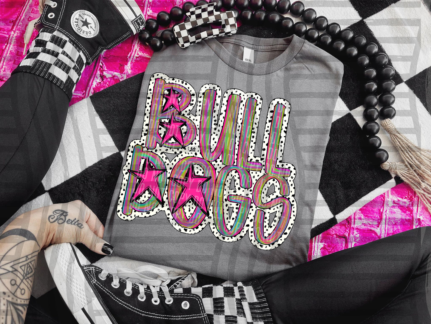 Pink Brushstrokes Dots - Dropdown + CUSTOM- Digital Download 300DPI PNG FILE