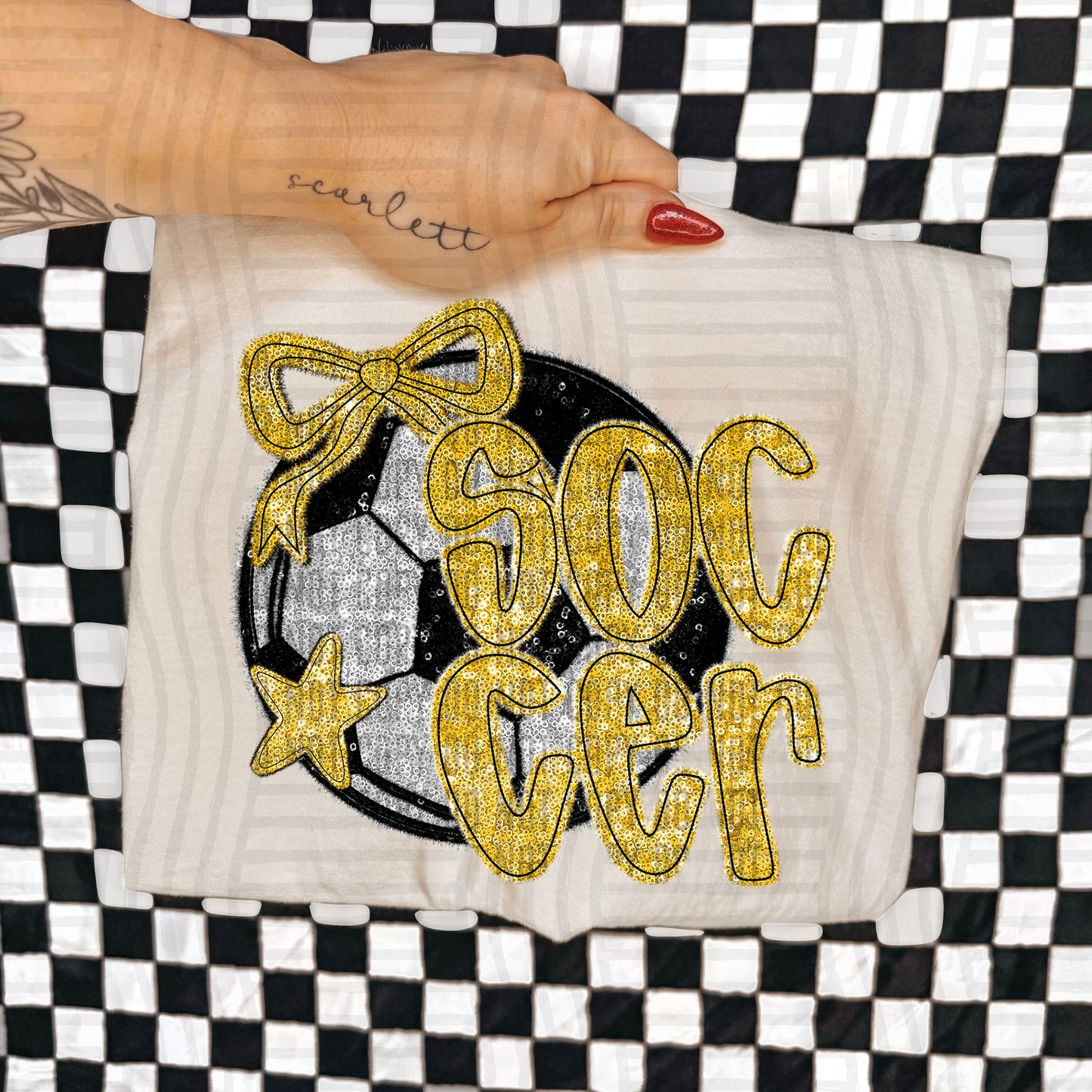 Soccer with bow -Faux sequin- Color Dropdown Digital Download 300DPI PNG FILE